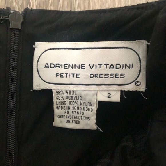 Vintage Adrienne Vittadini Petite Sz 2 Black Sheath Beaded Elegant Dress Womens - Picture 6 of 12